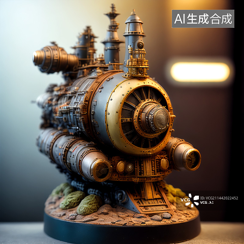 【AI数字艺术】蒸汽宇宙战舰托马斯风格3D模型卡通图片素材