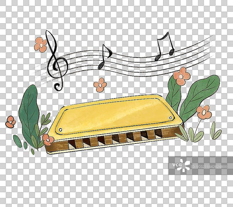 口风琴乐器手绘风格插画元素图片素材