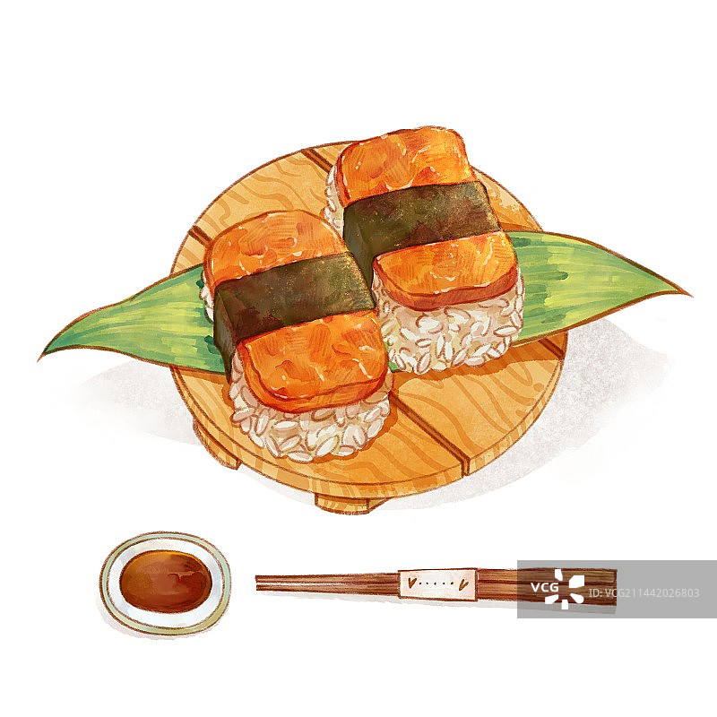手绘卡通可爱日本传统料理寿司图片素材