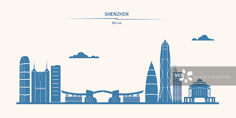 深圳地标建筑组图矢量剪影插画图片素材