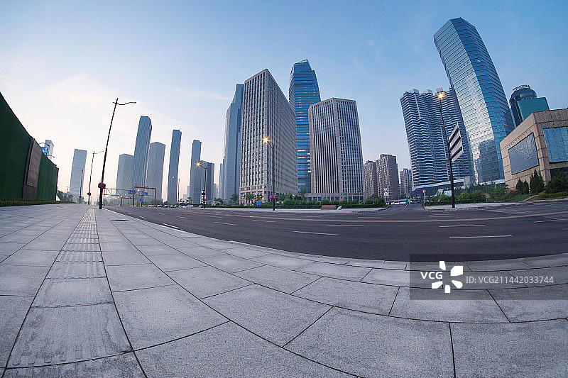 清晨大连东港商务区城市风光图片素材