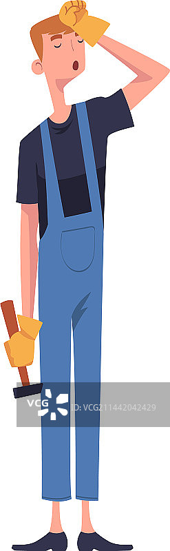 疲惫的建筑工人图片素材