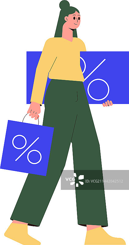 手提蓝色购物袋的女子促销活动图片素材