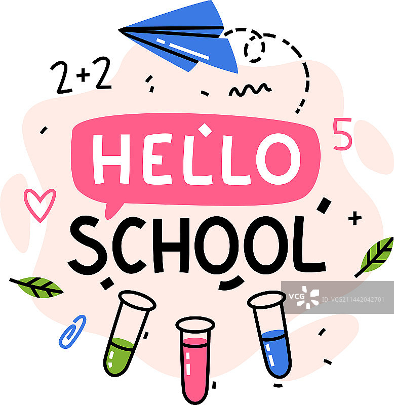 你好开学季 - 纸飞机与化学元素图片素材