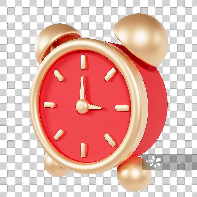 3D立体红色闹钟元素图片素材