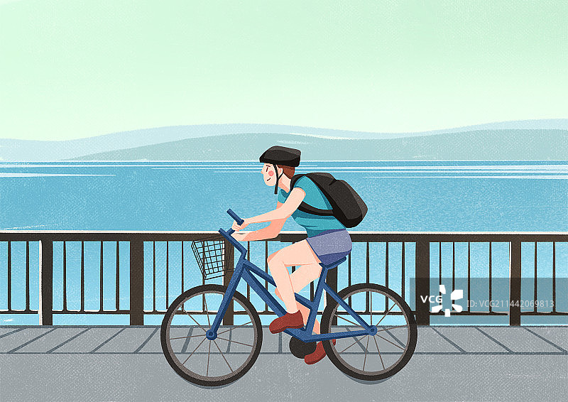 男生户外旅行清新插画图片素材