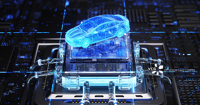 3D抽象现代科技芯片空间场景图片素材