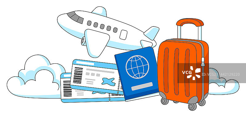 旅行飞机与行李箱图片素材