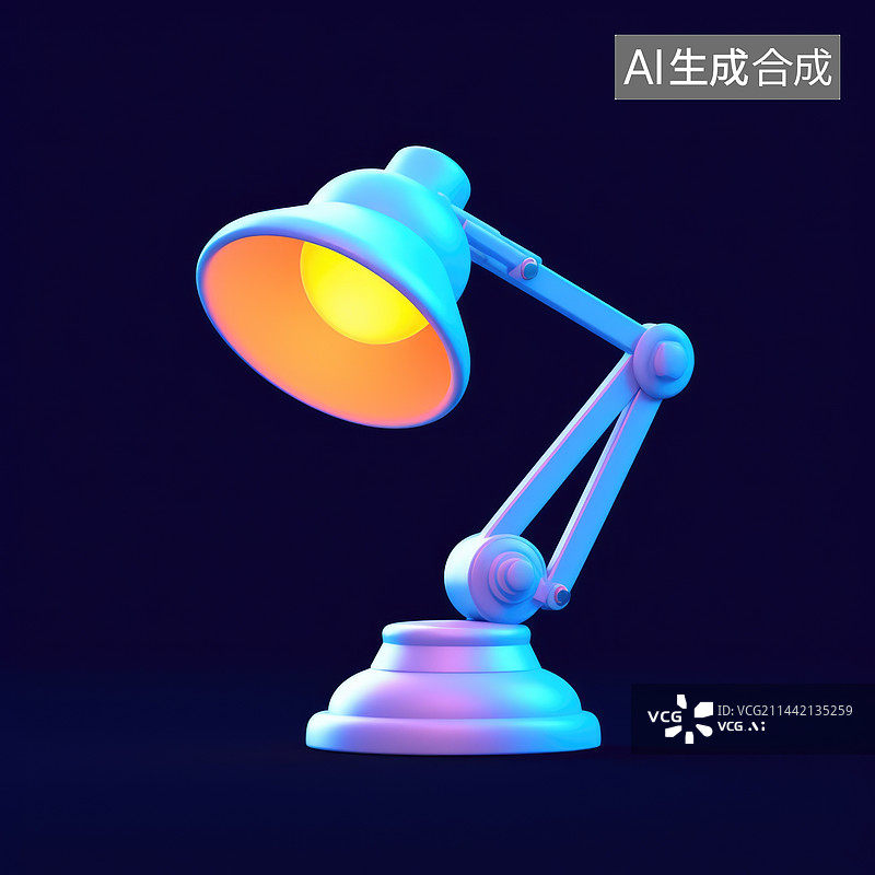 【AI数字艺术】3D台灯头像，细节精致，卡通风格柔和柔和图片素材