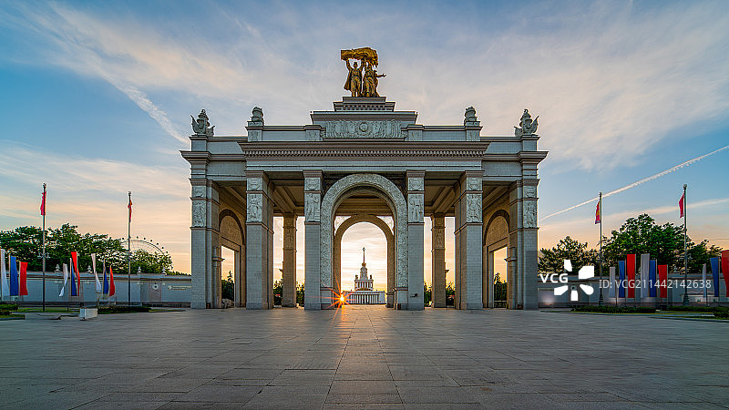 莫斯科 威登汉（ВДНХ) 全俄展览中心 正门图片素材