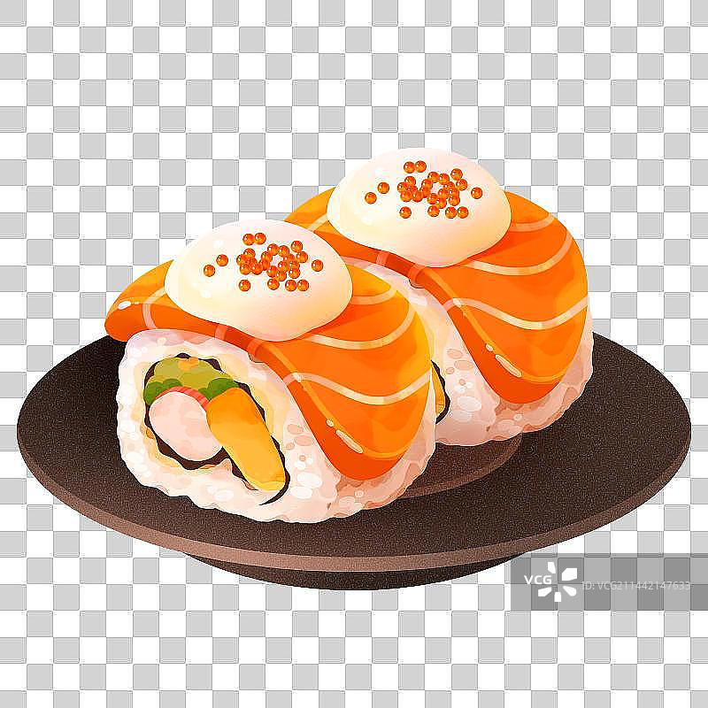 一碟三文鱼寿司图片素材