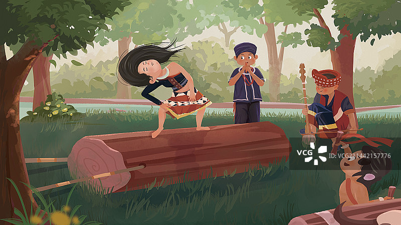 少数民族佤族甩发舞图片素材