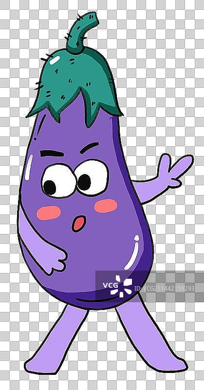 蔬菜卡通茄子表情潮流插画贴纸元素图片素材