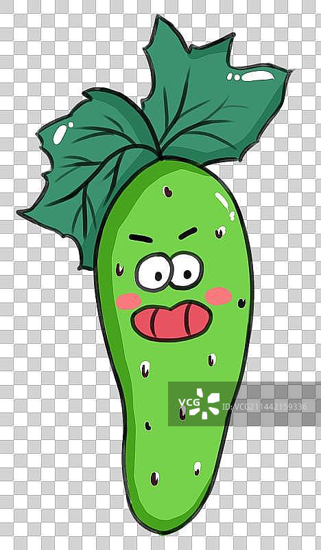 蔬菜卡通黄瓜茄子表情潮流插画贴纸元素图片素材