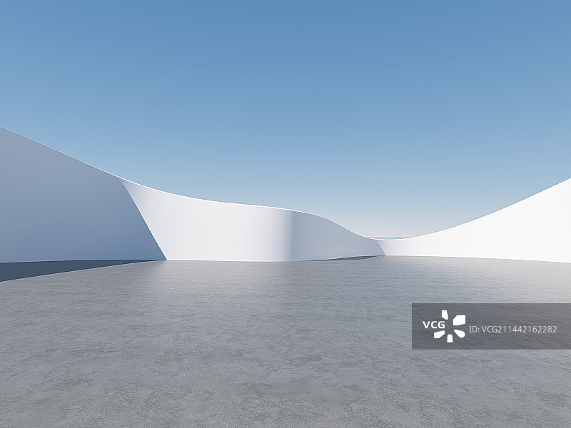 3D白色曲面广场建筑图片素材