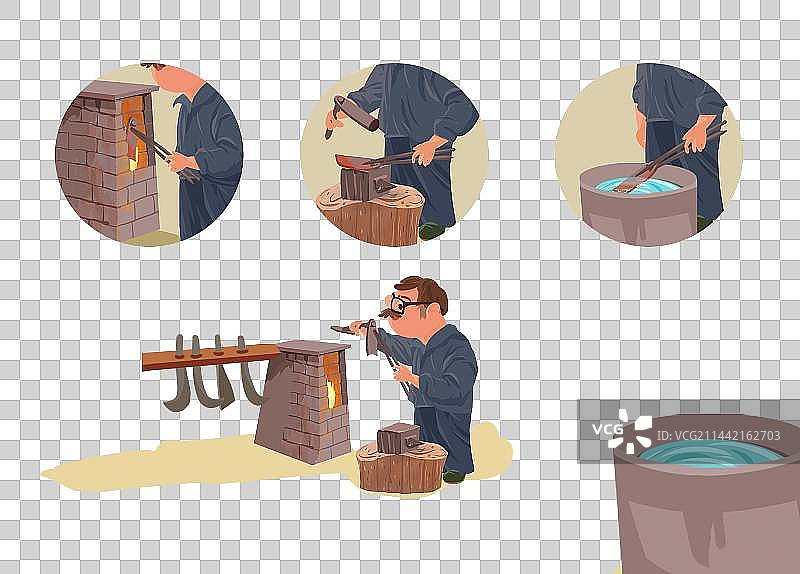 打铁步骤单个元素图片素材