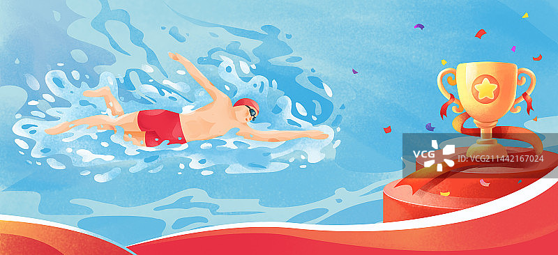 游泳比赛插画图片素材