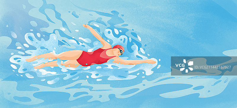 游泳比赛插画图片素材