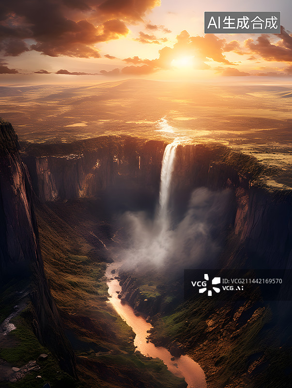 【AI数字艺术】壮观的瀑布景观图片素材