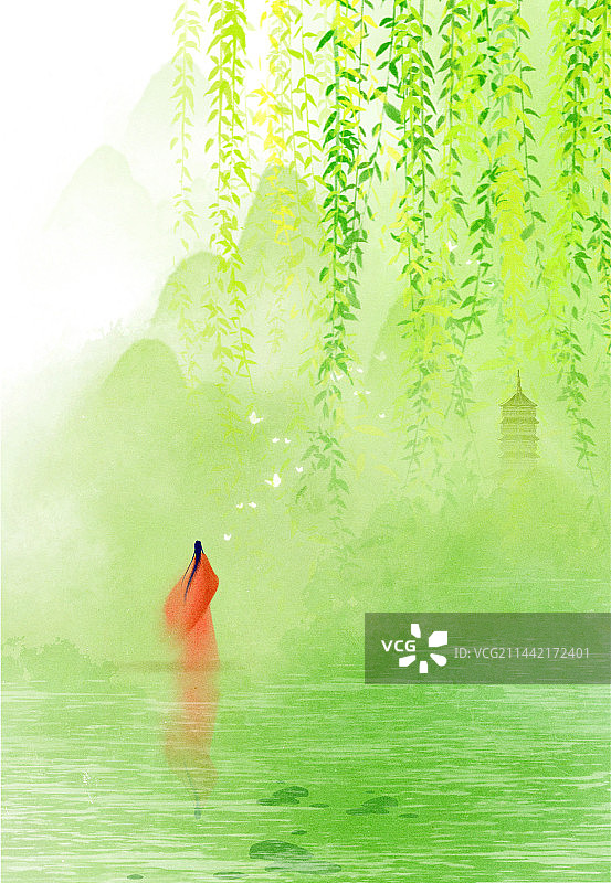 唯美节气古风春夏背景图片素材