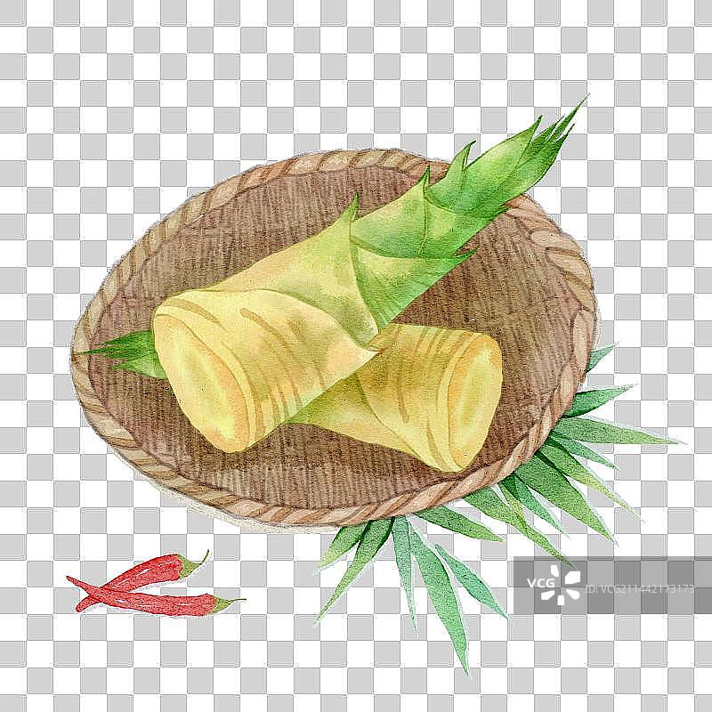 水彩手绘春天竹笋春笋图片素材