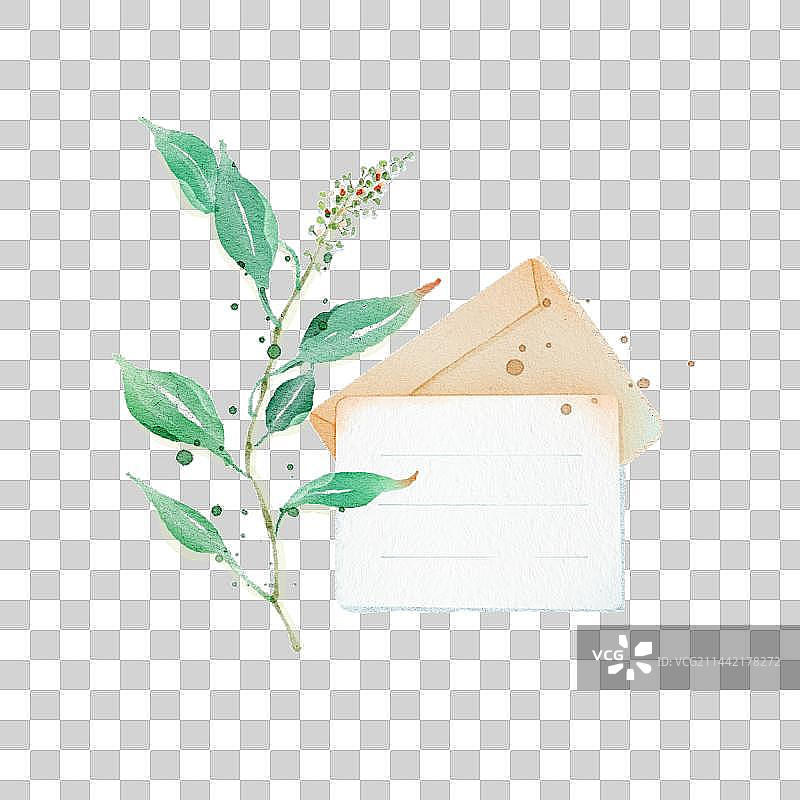 手绘水彩小清新文艺信封信纸图片素材