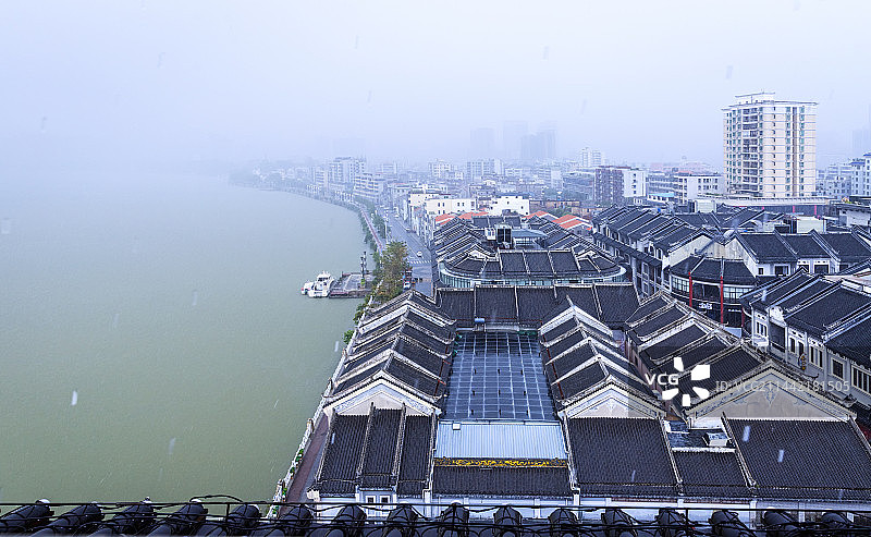 惠州人文旅游景点古建筑东江河水东街合江楼图片素材