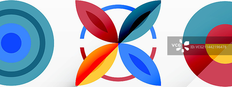 五颜六色的圆圈在一个网格组成抽象图片素材