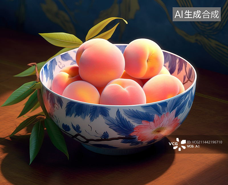 【AI数字艺术】桌上碗里水果的特写镜头图片素材
