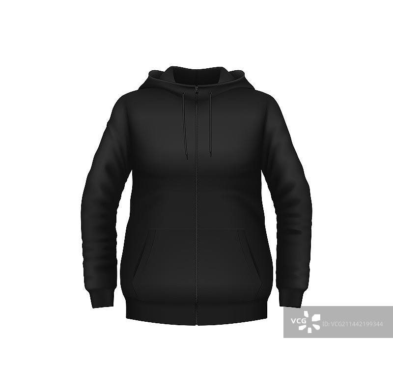 黑色连帽衫逼真模型图片素材