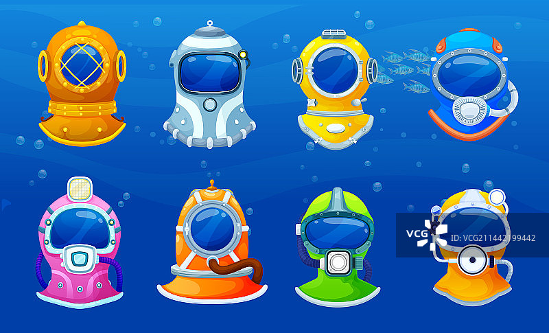 卡通潜水头盔或水下呼吸器面罩图片素材