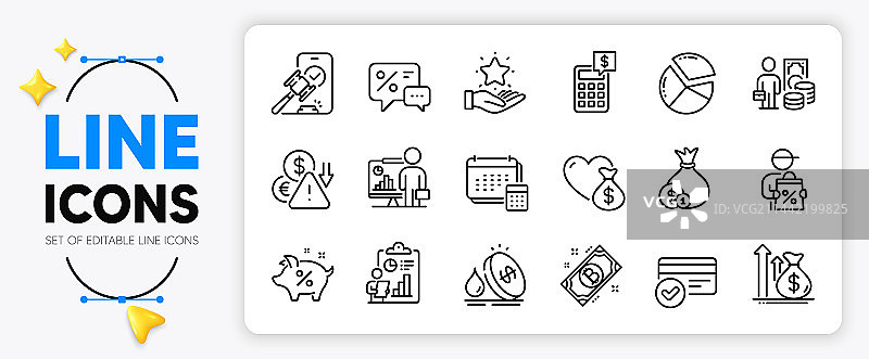 预算报告和利润线性图标图片素材