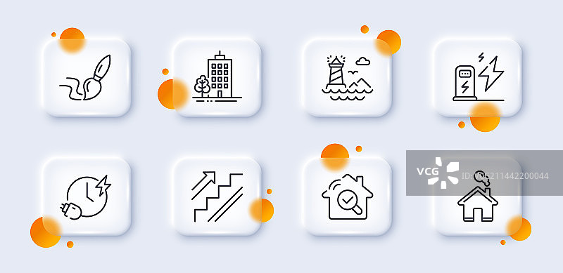 充电站充电时间和摩天大楼图片素材