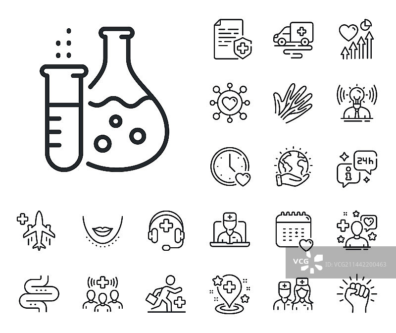 化学烧瓶线性图标实验室试管标志图片素材
