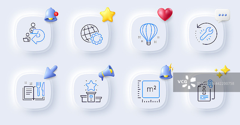 工作委派信息与地球线条图标图片素材