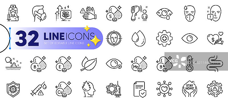 温度计和药品组合轮廓图片素材