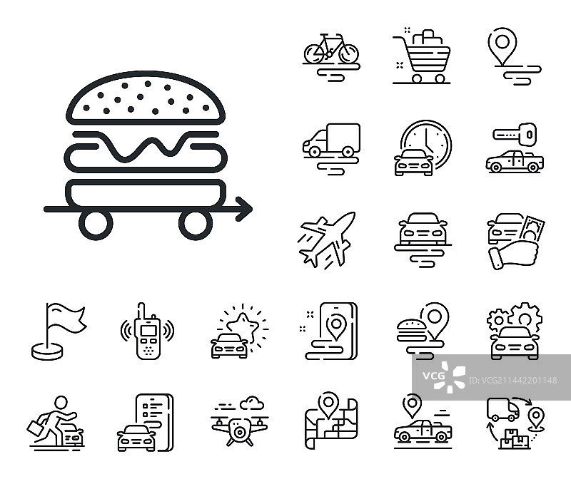 食品配送线性图标芝士汉堡套餐标志图片素材