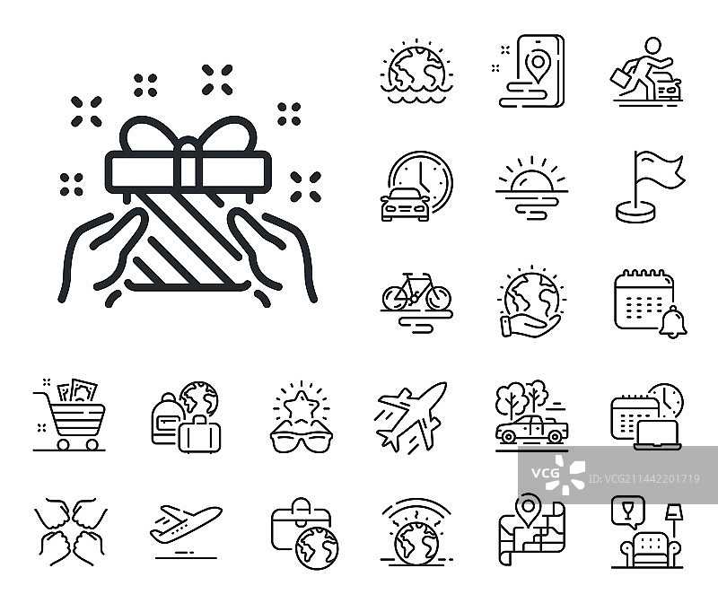 新年礼物线性图标圣诞礼品盒图片素材