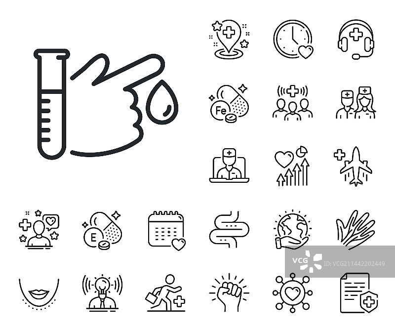 献血线性图标：医疗分析标志图片素材