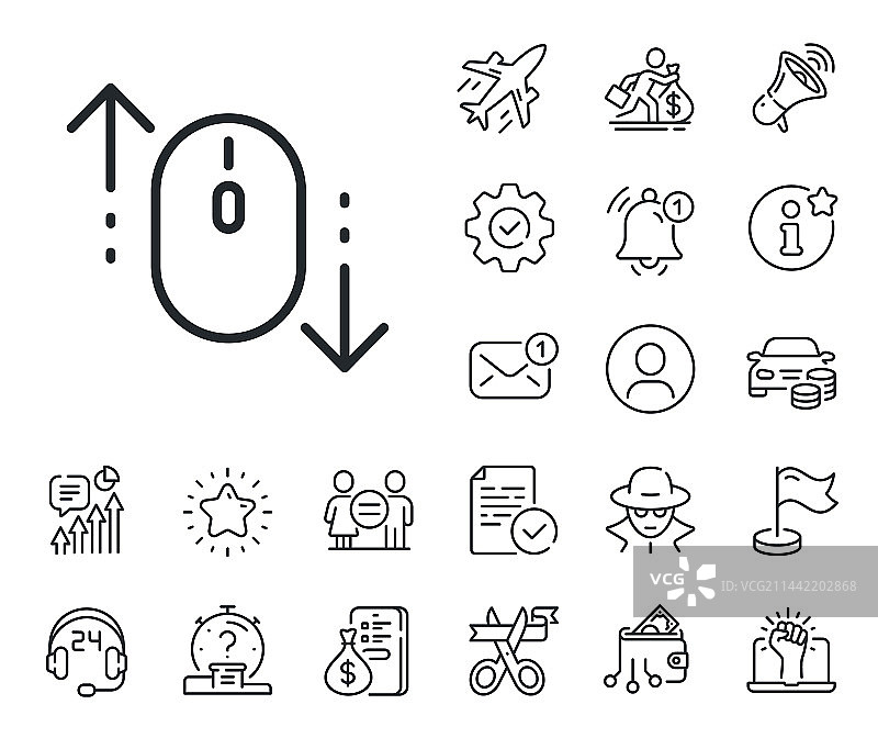 向下滚动鼠标线条图标滚动屏幕标志图片素材