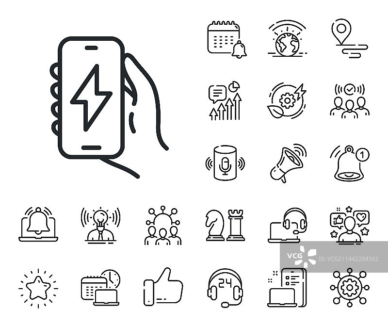 充电App线性图标手机手持标志图片素材