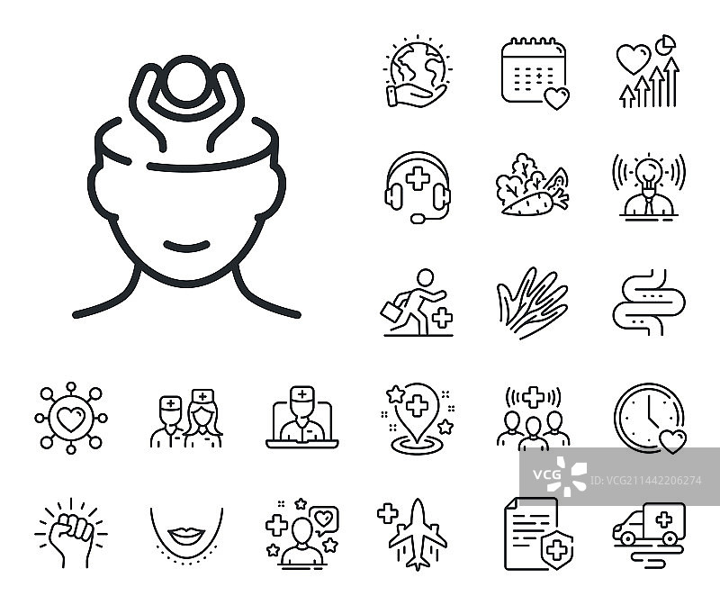 压力线条图标：焦虑或思考担忧的标志图片素材