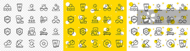 防晒系列图标，沙滩防晒霜图片素材