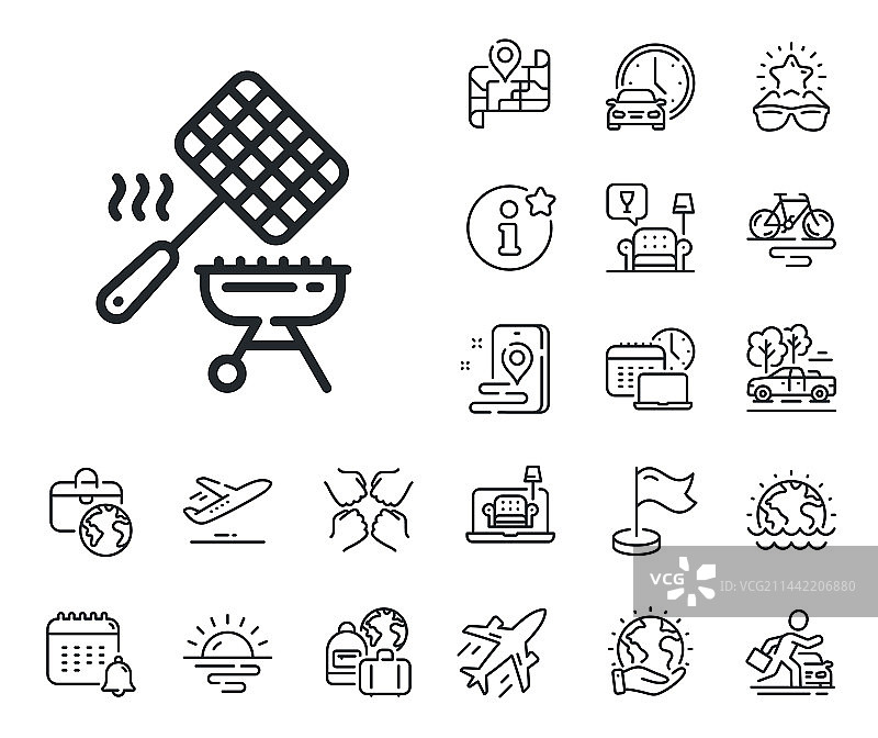烤架篮子线条图标烧烤炉标志图片素材