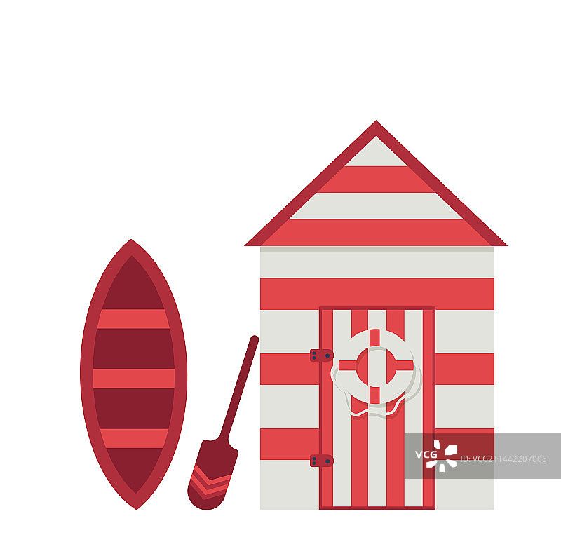 海滩小屋和船只图片素材