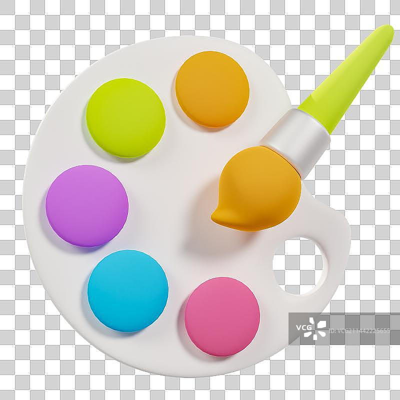 3D立体水粉调色盘元素图片素材