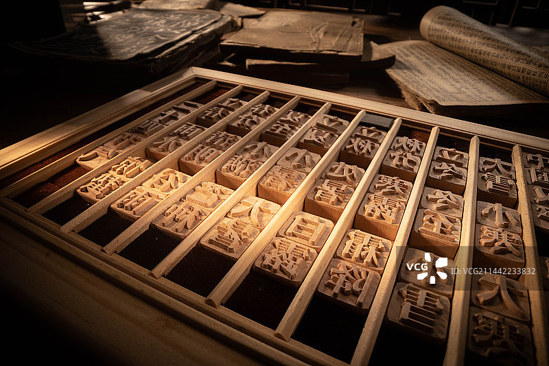 二十四节气活字印刷和古书图片素材