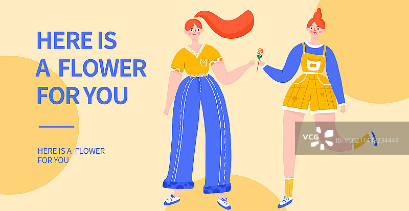 两个女孩扁平海报图片素材