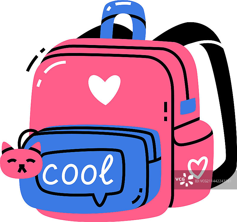 彩色时尚学生背包，带肩带图片素材