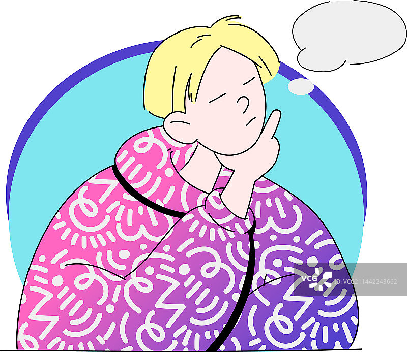 带有空白想法泡泡的思考年轻人图片素材